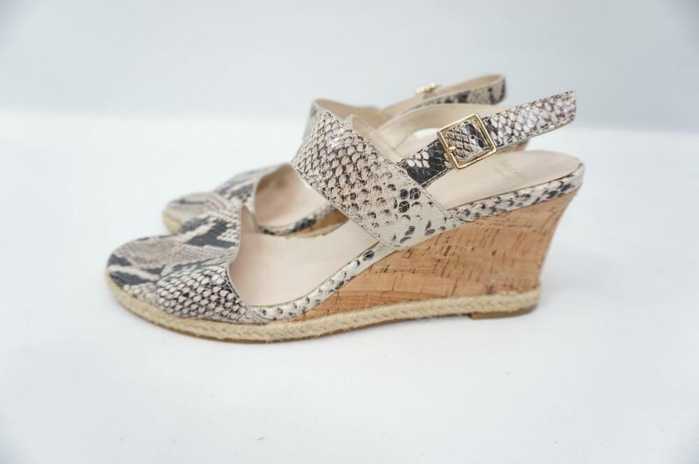 COLE HAAN GRAND O'S LANE USED 9 PYTHON/SNAKE LEATHER ANKLE STRAP SANDALS/WEDGES